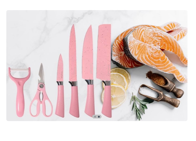 Juego cuchillo 6 pza rosado